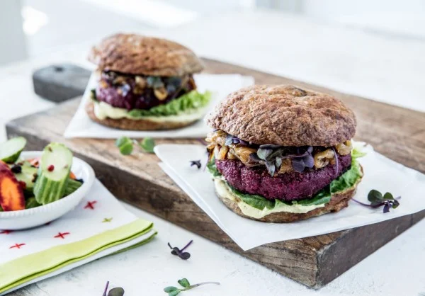 Handmade veggie burgers from EATS